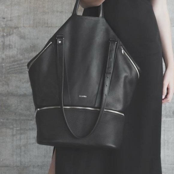 llana Handbags - Black Leather Tote Bag